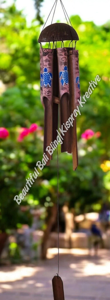 Bamboo windchime turtles pinks chime length 30 - 40cm APPROX complete length from hook to striker APPROX 120cm