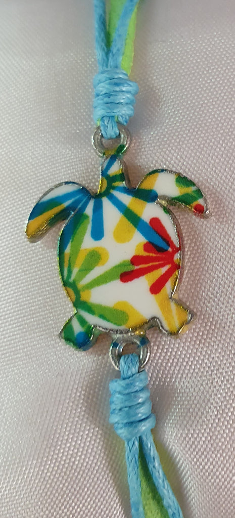 Friendship bracelets turtles green/blue band