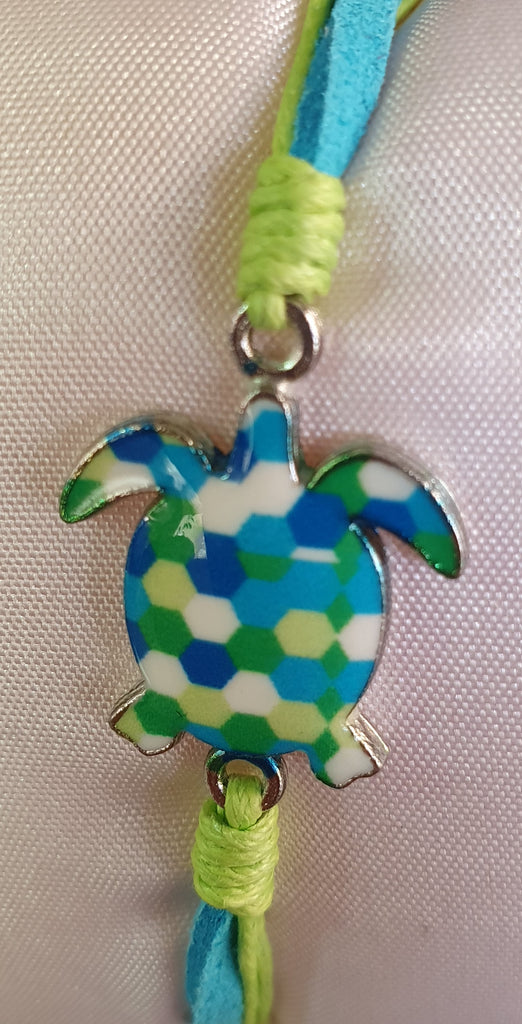 Friendship bracelets turtles blue/green band