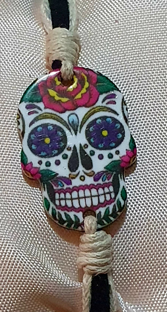 Friendship bracelets day of the dead black/white band