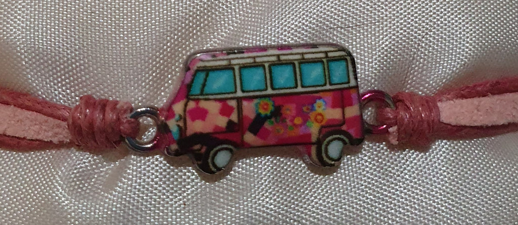 Friendship bracelets volkswagen combi dark pink/light pink band