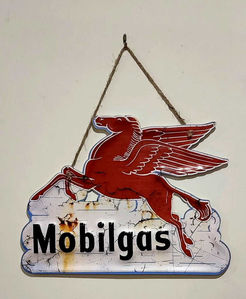 Retro decorative plate, MOBILE GAS embossed approx 26 x 35 cm