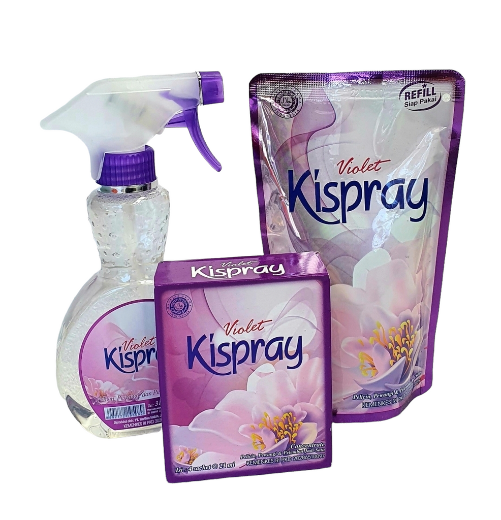 Kispray Purple collection! 1 x 280ml premixed sachet, 1 x box sachets concentrate and 1 x bottle premixed. ALL PURPLE