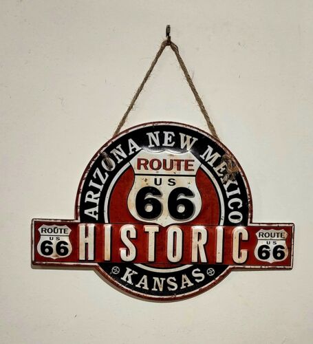 Retro decorative plate, HISTORIC ROUTE 66 embossed approx 23 x 34cm