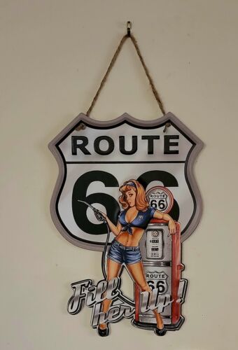 Retro decorative plate, ROUTE 66 embossed approx 35 x 24 cm