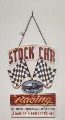 Retro decorative plate, STOCK CAR RACING embossed approx 25 x 23cm