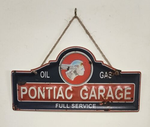 Retro decorative plate, PONTIAC embossed approx 17 x 35cm