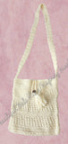 Crochet bag, cream approx  28cm x 25cm. Strap 48cm long Complete length 77cm approx