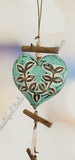 Wood dangler, green hearts & shells approx 10cm x 66cm