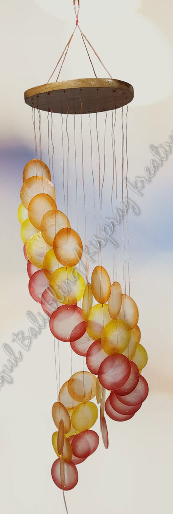 Capiz shell wind chime spiral  14cm wide  x  67cm COMPLETE drop approx