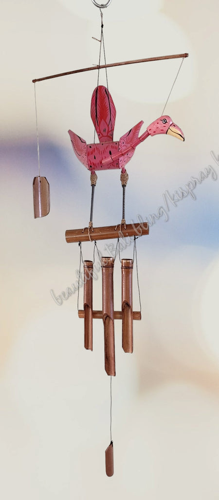 Bamboo flamingo windchimes  100cm full length