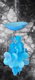 Capiz shell wind chime Dome top LIGHT BLUE 50cm drop  x 15cm wide approx (#)