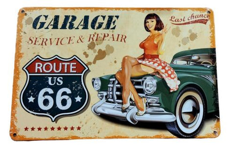 Decorative Route 66 Garage  Retro plate,  approx 30cm x 20cm