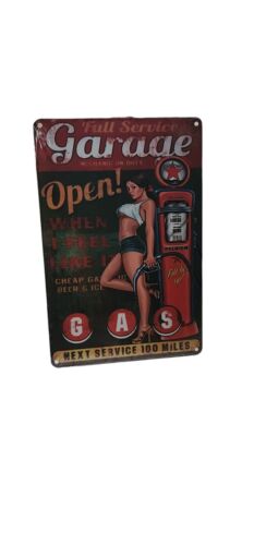 Decorative Full Service Garage Girl Gas Retro plate,  approx 30cm x 20cm #0397