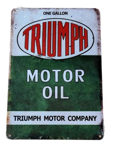 Decorative Triumph Motor OIl Retro plate,  approx 30cm x 20cm #0483