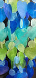 Capiz shell windchimes, blue/greens, approx 14 cm x 65 cm full length #1112