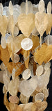 Capiz shell windchimes,rattan top, brown shades approx 14 cm x  63 cm full length #0114