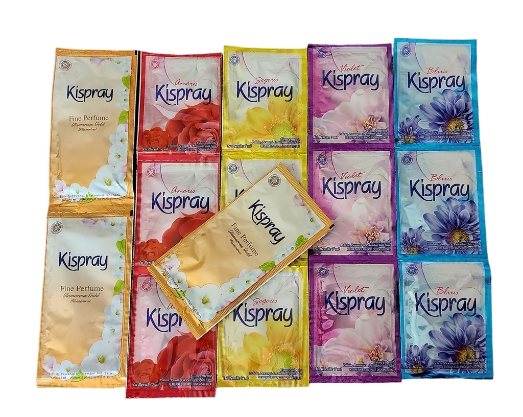 Kispray Mixed 12 x 6 ml & 3 x 11ml Gold sachets & 3 x 8ml Elegant Sapphire sachets