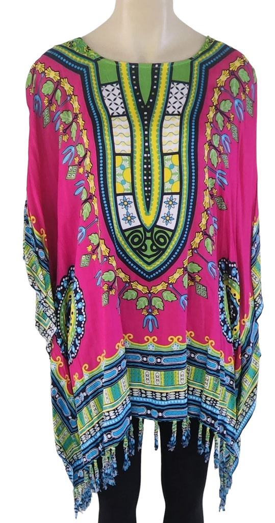 Kaftan, generous sizing, hot pink  multicoloured #14