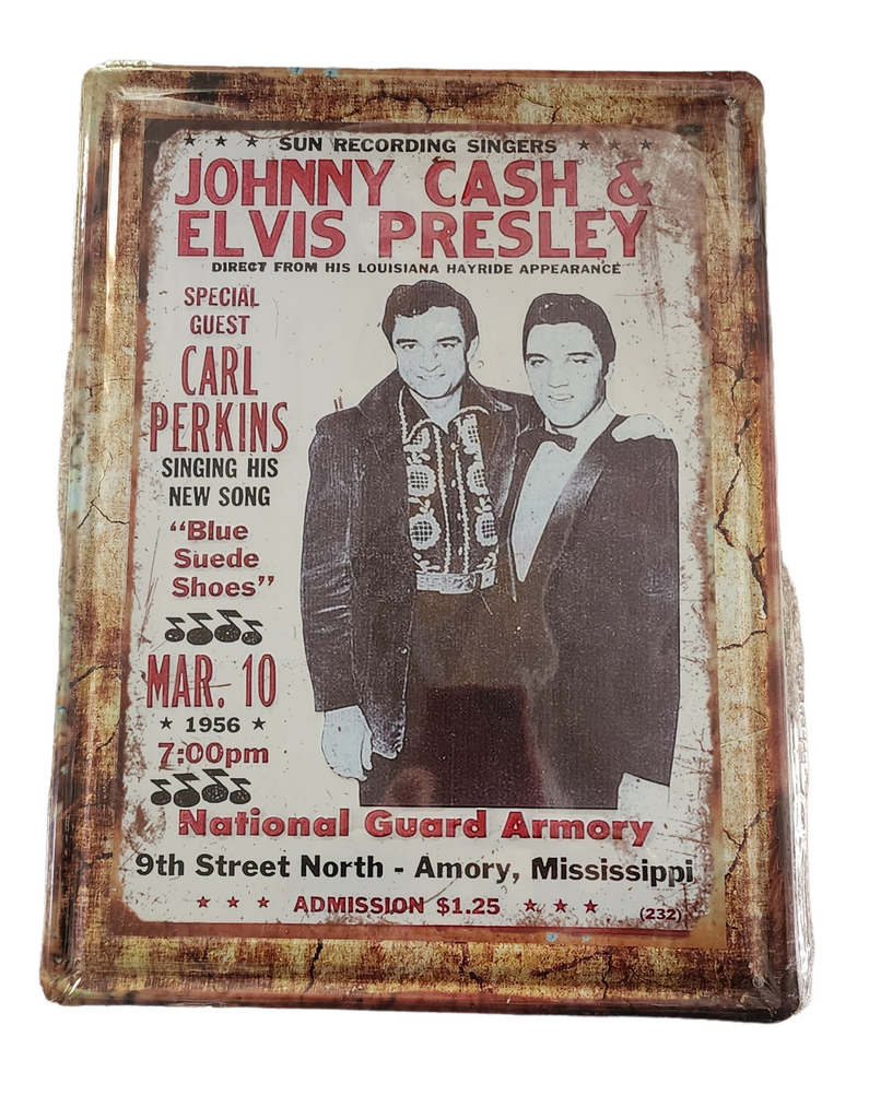 Decorative plate,  Elvis & Johnny Cash Retro approx 30cm x 40 cm #0532