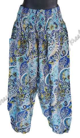 Harem pants  Full length PAISLEY DARKER BLUE GREEN  Suit to size 12-14 #28 clothing