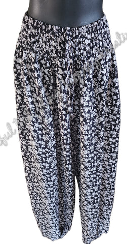 Harem pants Full length  XXXXXL black & white floral suit 20-24 clothing (#24)