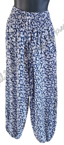 Harem pants Full length Navy Floral XXXXL Suit to size 22. clothing (#22)