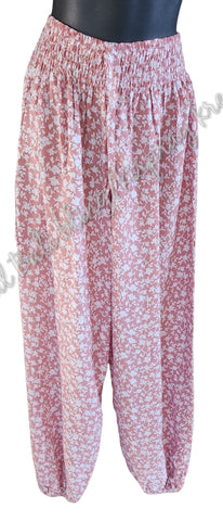 Harem pants Full length Pink Floral XXXXL Suit to size 22. clothing (#26)