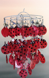 Capiz shell wind chime ladybirds red 40cm drop  x 25 cm wide approx #0106