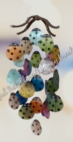 Capiz shell wind chime ladybird ladybug driftwood 52cm drop  x 15cm wide approx (#2)