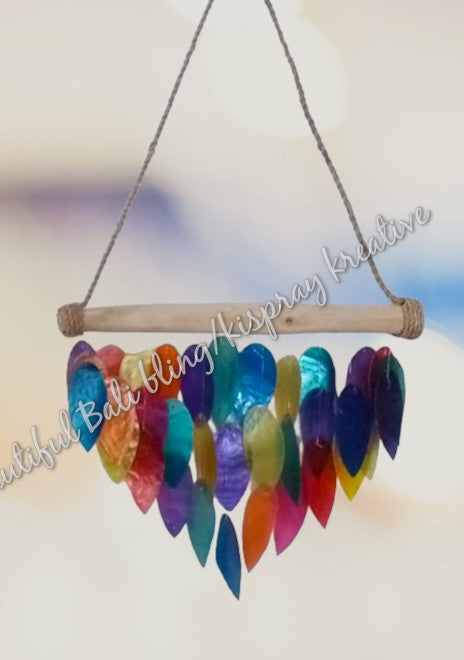 Capiz shell wind chime multicoloured, 54 cm drop  x 30 cm wide approx #0041