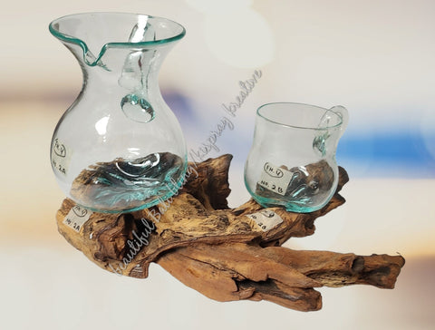 glass melt bowls jug & glass twin