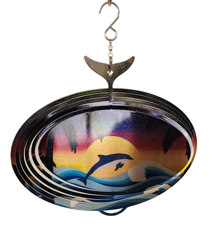 Windspinner, Dolphin, sunset approx 26cm