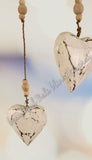 Wood dangler, white hearts approx 37cm wide x 75cm COMPLETE length 0101