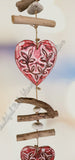 Wood dangler, pink hearts approx 10cm x 80 cm