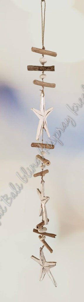 Wood dangler, starfish, white, approx 12cm x 95cm COMPLETE length