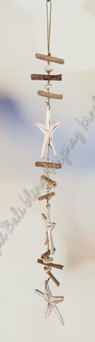 Wood dangler, starfish, white, approx 12cm x 95cm COMPLETE length