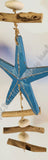 Wood dangler, starfish, bright blue, approx 12cm x 95cm COMPLETE length