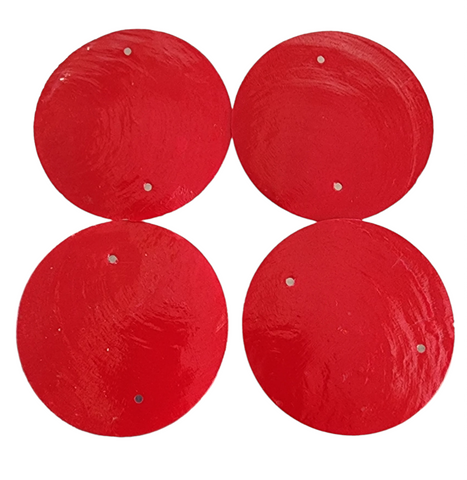 Capiz Shells 4 craft, 5cm, 2 predrilled holes, RED