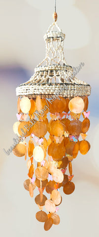 Shell wind chime seashell ORANGE 23cm wide  x 80cm  COMPLETE length approx #15