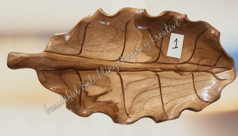 Wooden leaf platter approx 40 cm x 22 cm #1