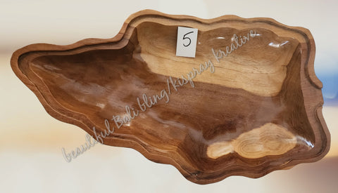 Wooden leaf platter approx 42 cm x 23 cm #5