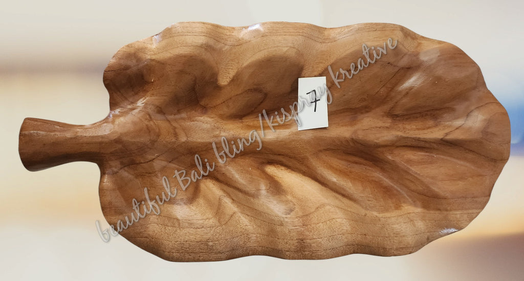 Wooden leaf platter approx 41 cm x 20 cm #7