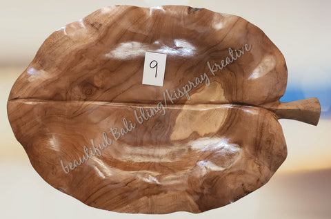 Wooden leaf platter approx 40 cm x 28 cm #9