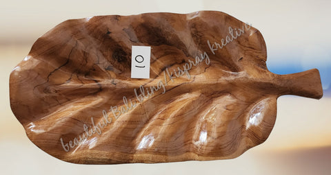 Wooden leaf platter approx 41 cm x 20 cm #10