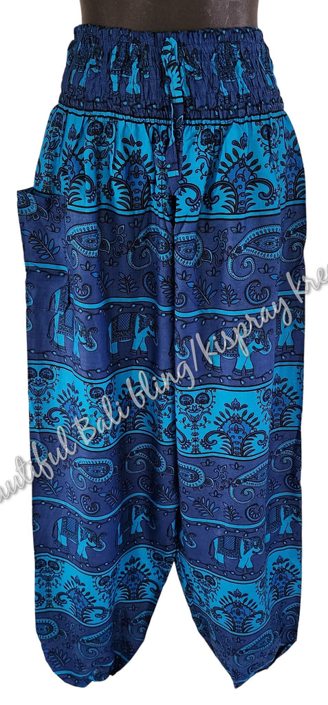 Harem pants Full length BLUE  ELEPHANTS  M Suit to size 12. clothing