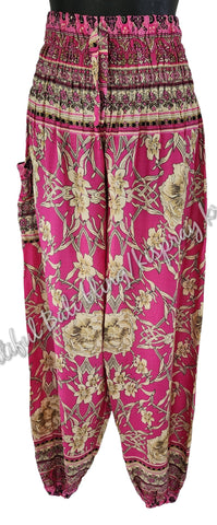 Harem  pants  Full length HOT PINK & BEIGE FLORAL  Suit to size 8-12. clothing #14