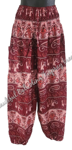Harem  pants  Full length BURGUNDY/BROWNS & PINK ELEPHANT M Suit to size 12. clothing