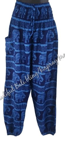 Harem pants Full length BLUE ELEPHANTS  M Suit to size 12. clothing