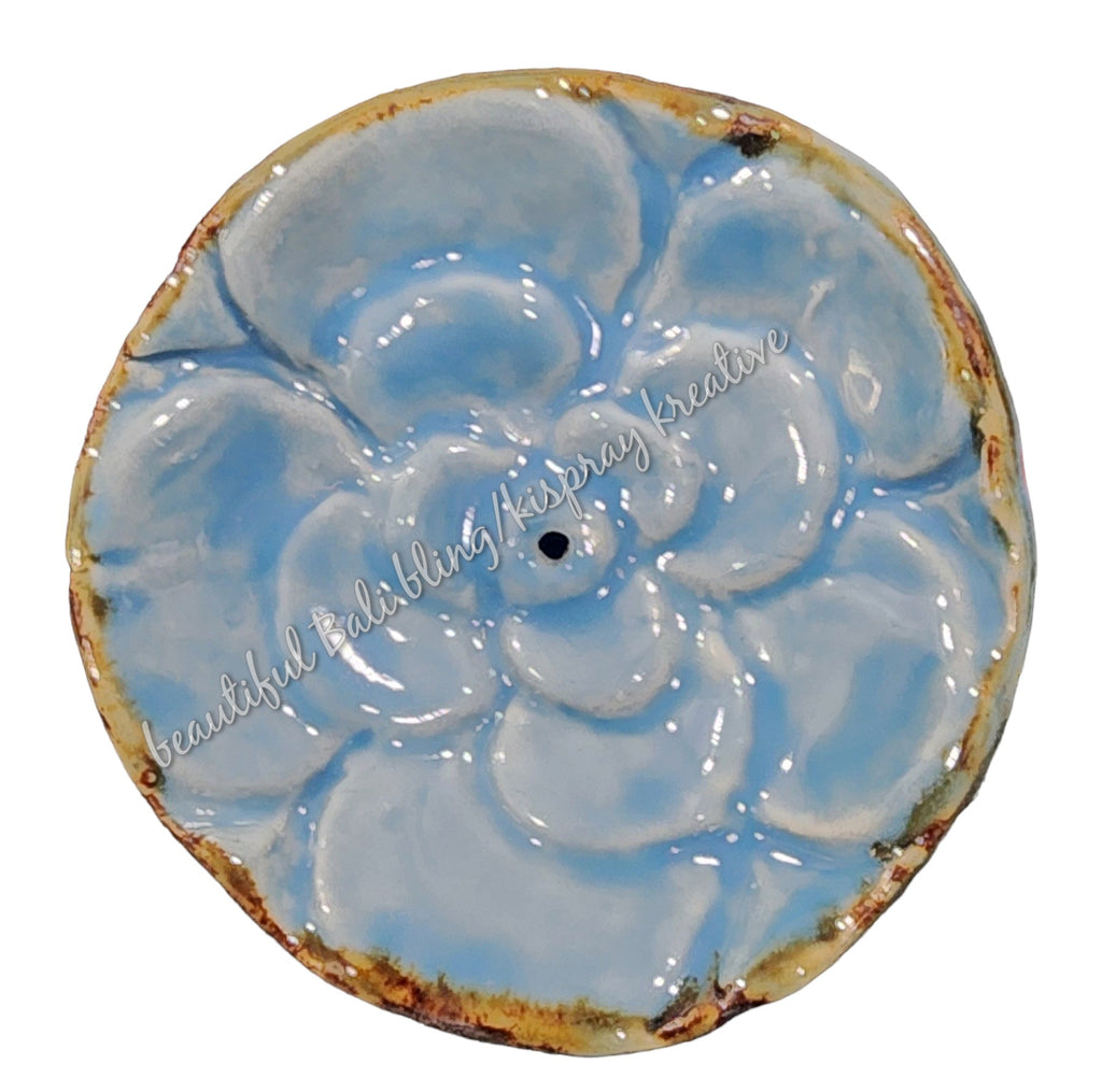 Ceramic Incense Holder, Light Blue approx 7cm